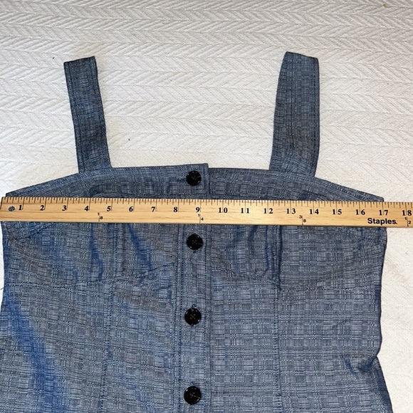 Derek Lam Blue Button Front Wide Strap Dress 10 - Picture 11 of 13